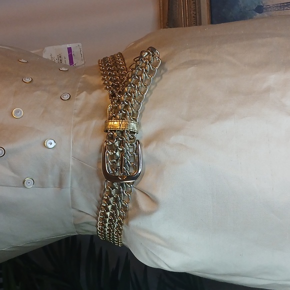 Gold Woven Chain Link Belt 37" - Picture 4 of 4